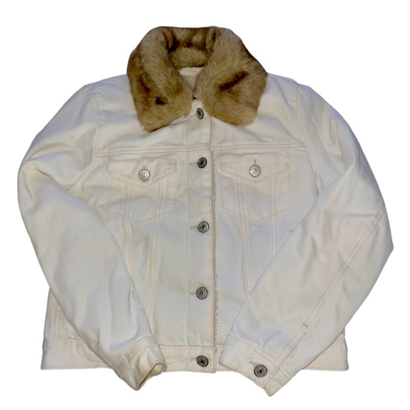 Abercrombie & Fitch Jackets & Blazers - Abercrombie and Fitch Vintage White Denim Sherpa Jacket: Y2K: Ladies Medium